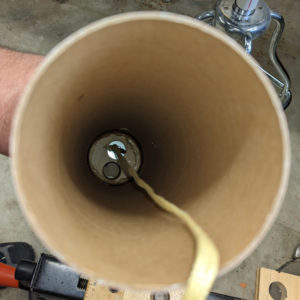 A look into the forward end of the body tube, showing the top of the baffle.